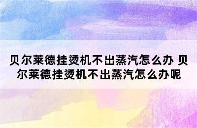 贝尔莱德挂烫机不出蒸汽怎么办 贝尔莱德挂烫机不出蒸汽怎么办呢